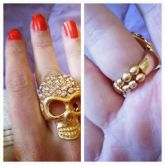 Anel de caveira com strass rosé
