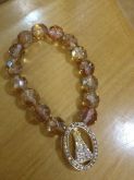 Pulseira cristais com pingente Nossa Senhora